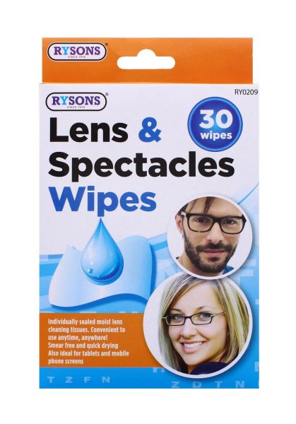 RYSONS LENS & SPECTACLES WIPES 30 PACK