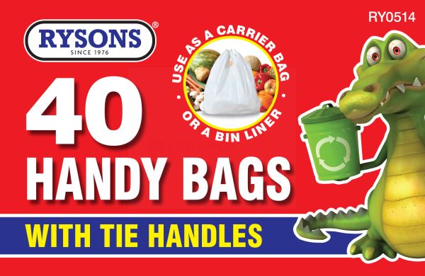HANDY BAGS ROLL WITH TIE HANDLES - PACK OF 40