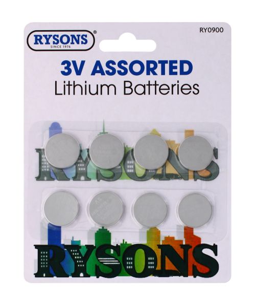 RYSONS 3V LITHIUM BATTERIES 8 PACK