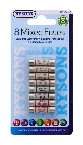 RYSONS MIXED FUSES 8 PACK