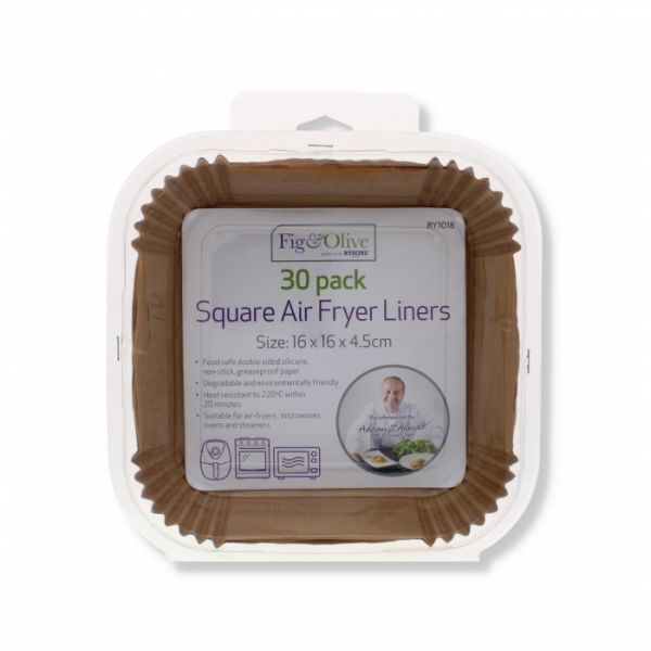 SQUARE AIR FRYER LINERS - 16 x 16 x 4.5 CM - PACK OF 30