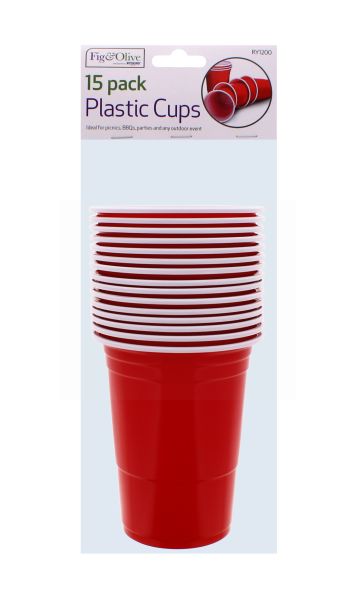 RED PLASTIC CUPS 15 PACK