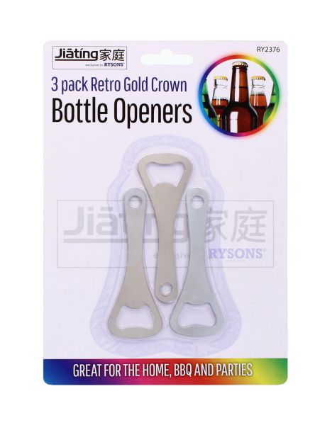 JIATING RETRO GOLD CROWN BOTTLE OPENERS 3 PACK