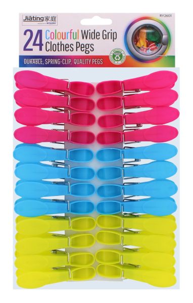 JIATING 24 COLOURFUL JUMBO PLASTIC CLOTHES PEGS