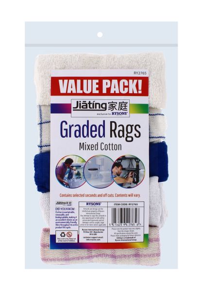 JIATING GENERAL PURPOSE GRADEED RAGS MIXED COTTON 5 PACK