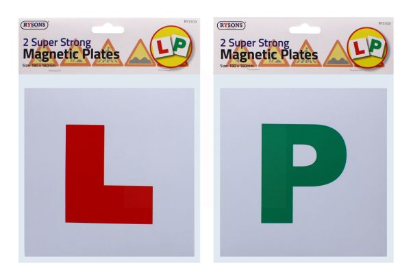 RYSONS SUPER STRONG CAR MAGNETIC LEARNER PLATES 2 PC RED L-GREEN P