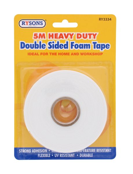 RYSONS HEAVY DUTY DOUBLE SIDED FOAM TAPE 5M