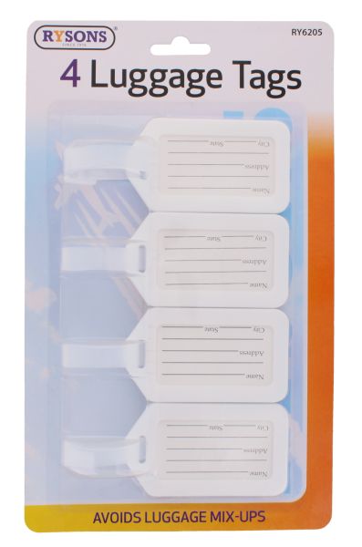 RYSONS LUGGAGE TAGS 4 PACK