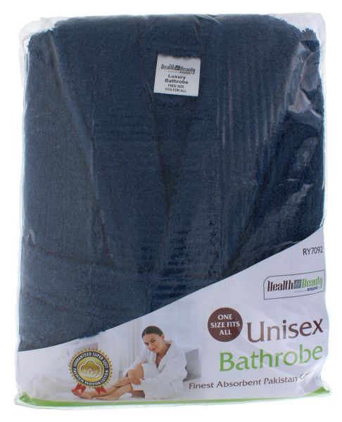 HEALTH & BEAUTY COTTON BATHROBE UNISEX NAVY