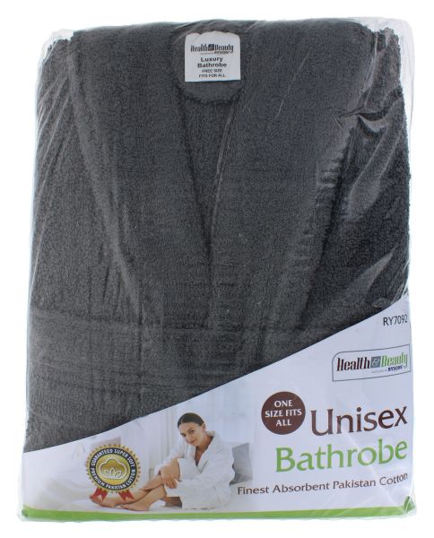 HEALTH & BEAUTY COTTON BATHROBE UNISEX GREY