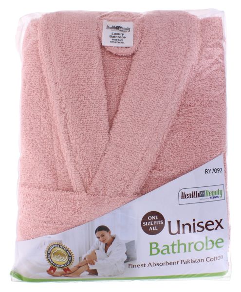 HEALTH & BEAUTY COTTON BATHROBE UNISEX PINK