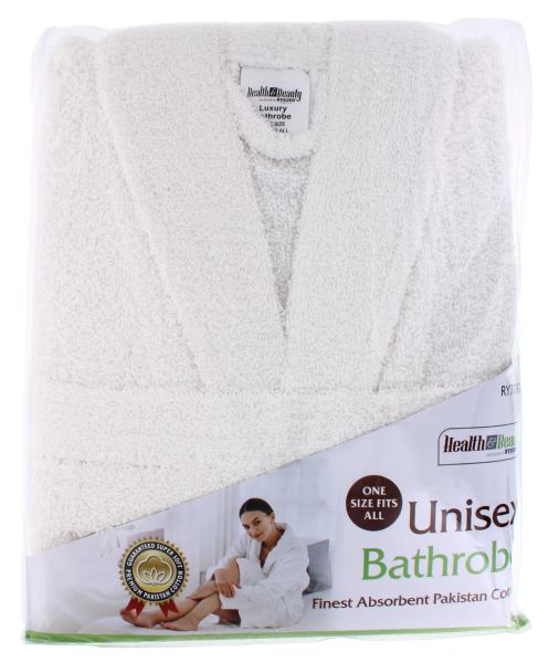 HEALTH & BEAUTY COTTON BATHROBE UNISEX WHITE