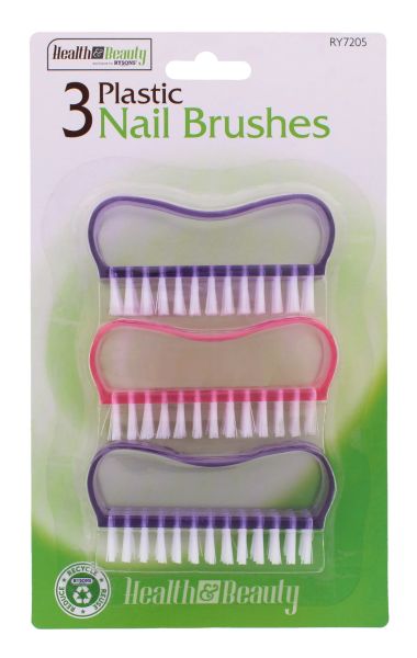 HEALTH & BEAUTY PLASTIC NAIL BRUSH 3 PC