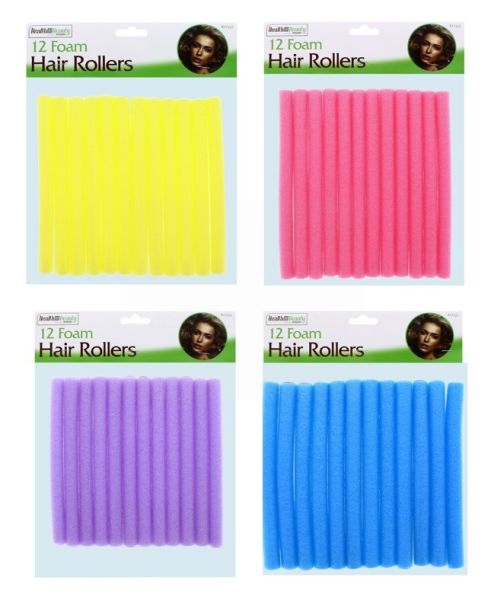 HEALTH & BEAUTY FOAM HAIR ROLLERS 12 PACK