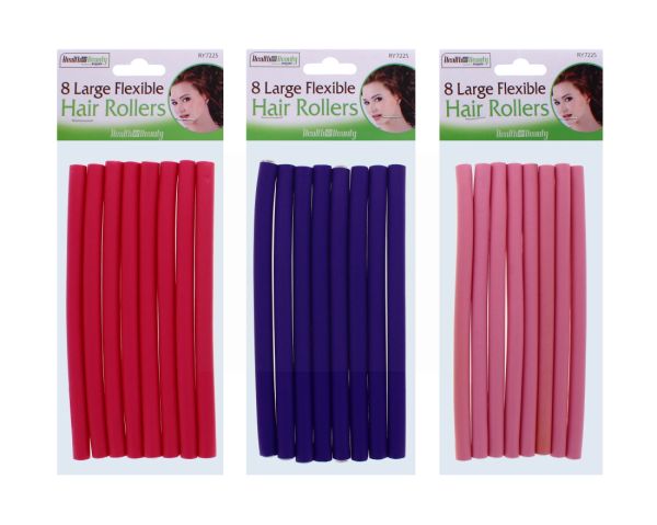 HEALTH & BEAUTY LARGE FLEXIBLE HAIR ROLLERS 8 PACK