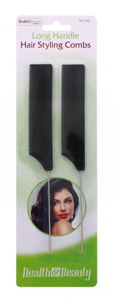 HAIR STYLING COMBS METAL PIN TAIL HANDLE - PACK OF 2