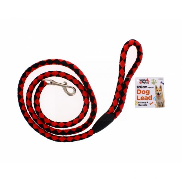 Rope Dog Lead - Red - Medium - 120cm