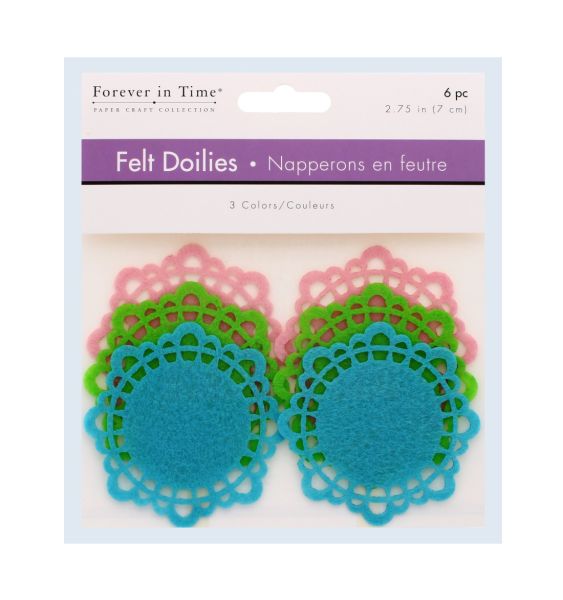 FELT DOILIES 3 COLOURS 6 PC