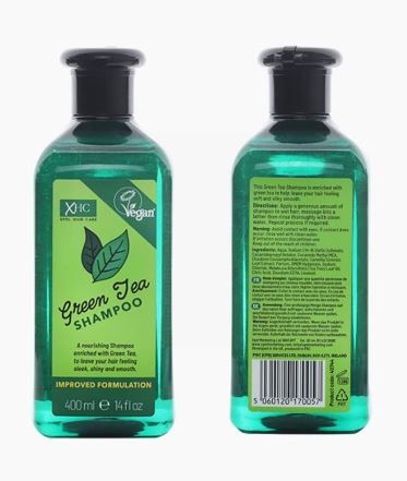 XHC Xpel Hair Care Shampoo - Green Tea - SLES & Paraben Free - 400Ml