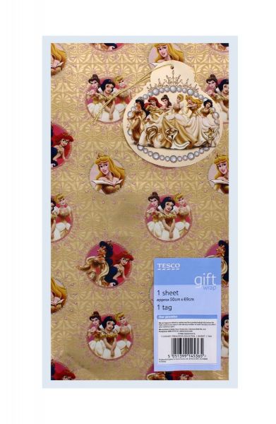 Disney Princess Gift Foil Wrapping Paper & Tag